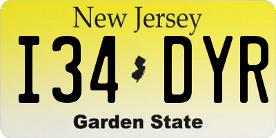 NJ license plate I34DYR