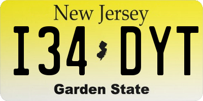 NJ license plate I34DYT