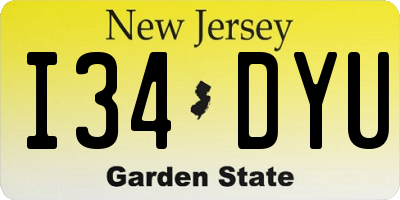 NJ license plate I34DYU