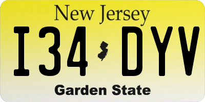 NJ license plate I34DYV