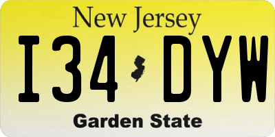 NJ license plate I34DYW