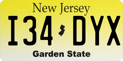 NJ license plate I34DYX