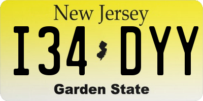 NJ license plate I34DYY
