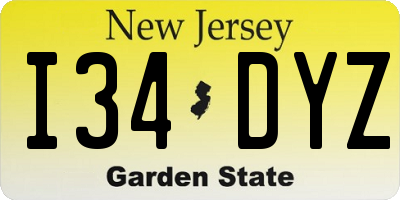 NJ license plate I34DYZ