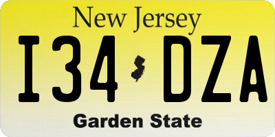NJ license plate I34DZA