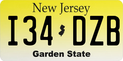 NJ license plate I34DZB