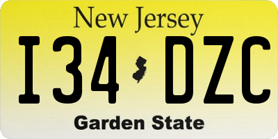 NJ license plate I34DZC