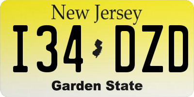 NJ license plate I34DZD