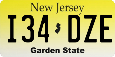NJ license plate I34DZE