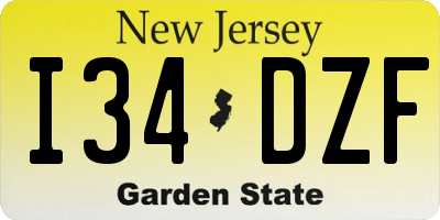 NJ license plate I34DZF