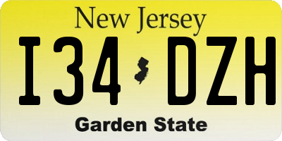 NJ license plate I34DZH