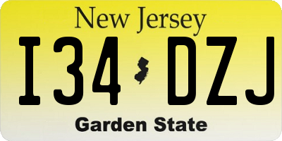NJ license plate I34DZJ