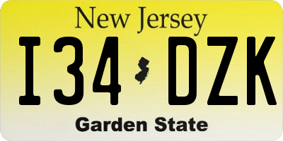 NJ license plate I34DZK