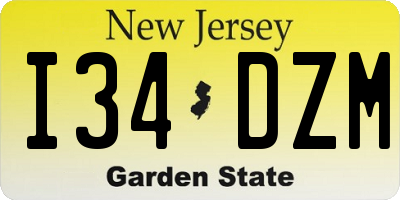 NJ license plate I34DZM