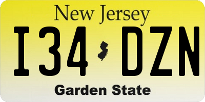 NJ license plate I34DZN
