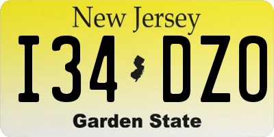 NJ license plate I34DZO
