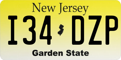 NJ license plate I34DZP