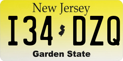 NJ license plate I34DZQ