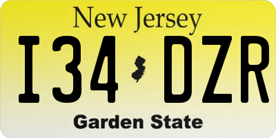 NJ license plate I34DZR