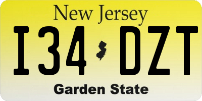 NJ license plate I34DZT