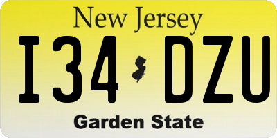 NJ license plate I34DZU