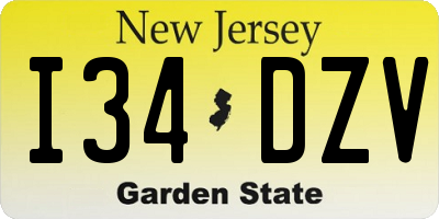 NJ license plate I34DZV
