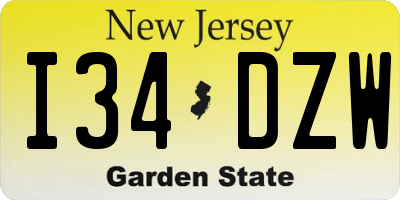NJ license plate I34DZW