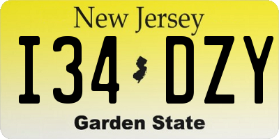 NJ license plate I34DZY
