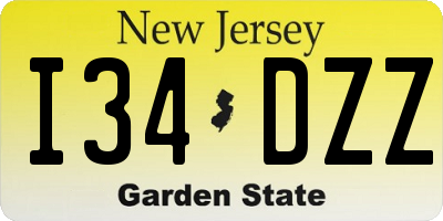 NJ license plate I34DZZ
