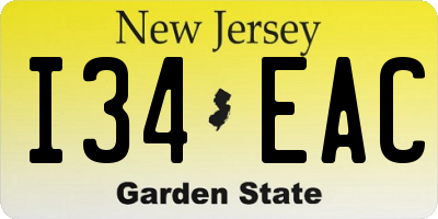 NJ license plate I34EAC