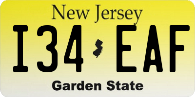 NJ license plate I34EAF