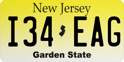 NJ license plate I34EAG