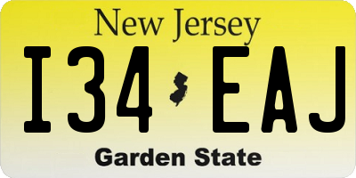 NJ license plate I34EAJ