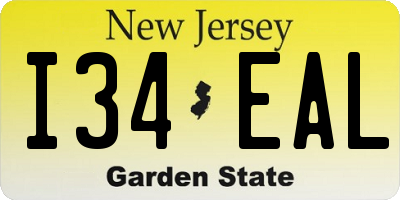 NJ license plate I34EAL
