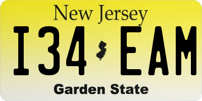 NJ license plate I34EAM