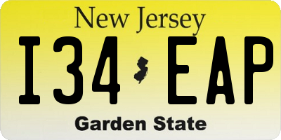 NJ license plate I34EAP