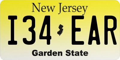 NJ license plate I34EAR