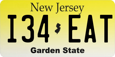 NJ license plate I34EAT