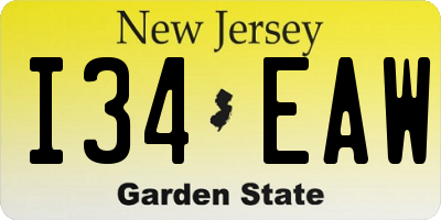 NJ license plate I34EAW