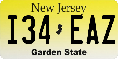 NJ license plate I34EAZ