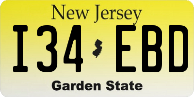NJ license plate I34EBD