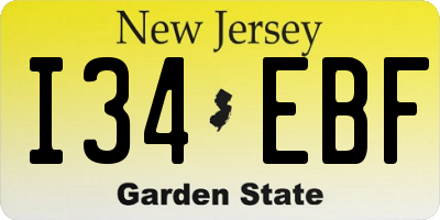 NJ license plate I34EBF