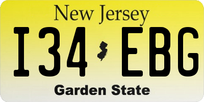 NJ license plate I34EBG