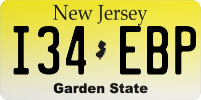 NJ license plate I34EBP