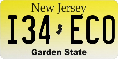 NJ license plate I34ECO
