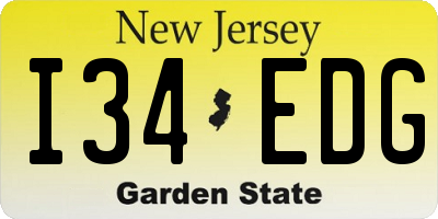 NJ license plate I34EDG