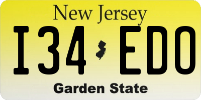 NJ license plate I34EDO