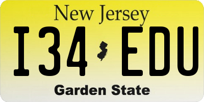 NJ license plate I34EDU