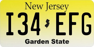 NJ license plate I34EFG