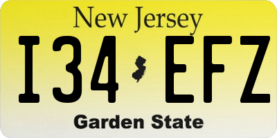 NJ license plate I34EFZ